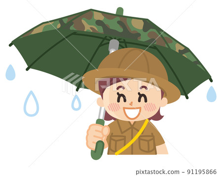 迷彩傘，微笑的探險女孩，童子軍冒險，戶外 91195866
