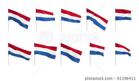 Netherlands flags. Set of national realistic Netherlands flags. Netherlands flags. Set of national realistic Netherlands flags. 91196411