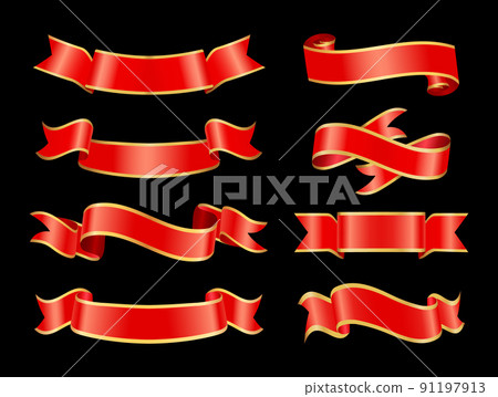 Ribbons Curved Banner Set Vector Illustration 91197913