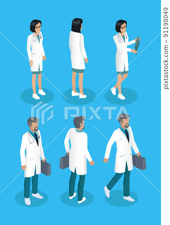 Doctors Man and Woman Builder Vector Illustration 91198049
