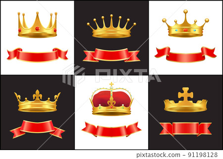Banner and Corona Icons Set Vector Illustration Banner and Corona Icons Set Vector Illustration 91198128