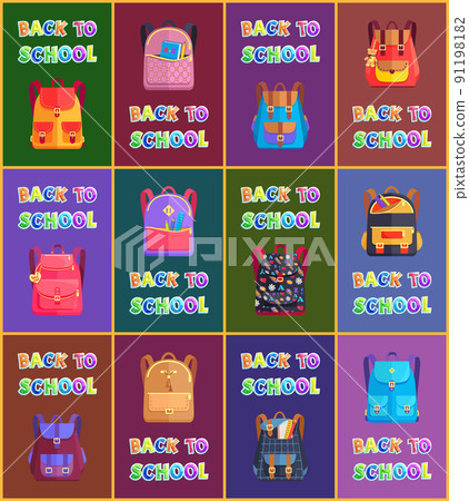 Back to School Bags of Pupils Vector Illustration 91198182