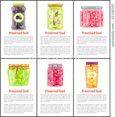 Preserved Food Fruits and Vegetables Canned Jars Preserved Food Fruits and Vegetables Canned Jars 91198295
