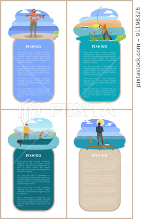 Poster with Fishing Men and Framed Text Sample Poster with Fishing Men and Framed Text Sample 91198328