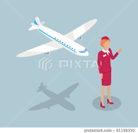 Fly Attendant Stewardess Set Vector Illustration Fly Attendant Stewardess Set Vector Illustration 91198350