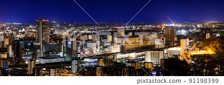 City night view (around Kumamoto station) "Panorama night view of Kumamoto city from Hanaokayama observatory" 91198399