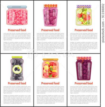 Preserved Fruit and Vegetables Set Vector Icon 91198802