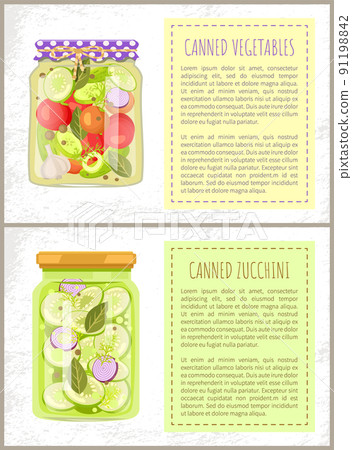 Canned Pickled Vegetables and Zucchini, Glass Jars 91198842