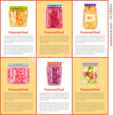 Preserved Fruit and Vegetables Set Vector Icon 91198993