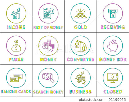 Income and Gold Receiving Set Vector Illustration Income and Gold Receiving Set Vector Illustration 91199053