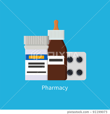 Pharmacy Poster Medications Vector Illustration 91199073