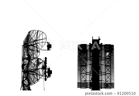 Contour air defense radars of military mobile anti aircraft systems (radar is designed  and automatic tracking of targets and missiles) , modern army industry on a white background, Russia 91200510