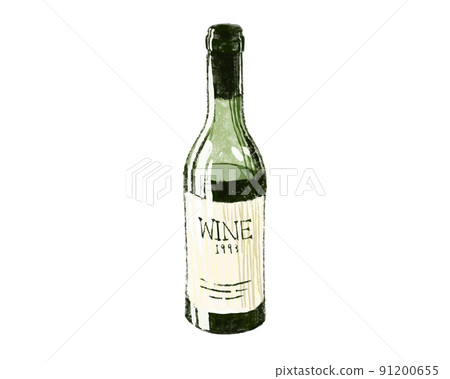 一瓶紅酒的水彩插圖 91200655