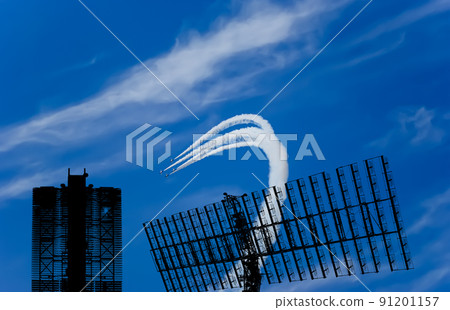 Air defense raiders of military mobile anti-aircraft complexes (radar is designed and automatic tracking of targets and missiles) against the background of the flight of modern combat fighters,Russia Air defense raiders of military mobile anti-aircraft complexes (radar is designed and automatic tracking of targets and missiles) against the background of the flight of modern combat fighters,Russia 91201157