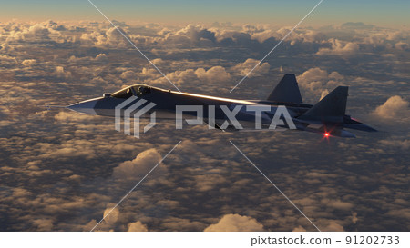 Fifth generation jet aircraft flies above the clouds Fifth generation jet aircraft flies above the clouds 91202733