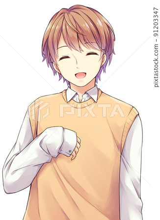 動漫風格的男性角色微笑 91203347