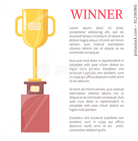 Winner Golden Trophy Cup Vector Illustration. 91206960