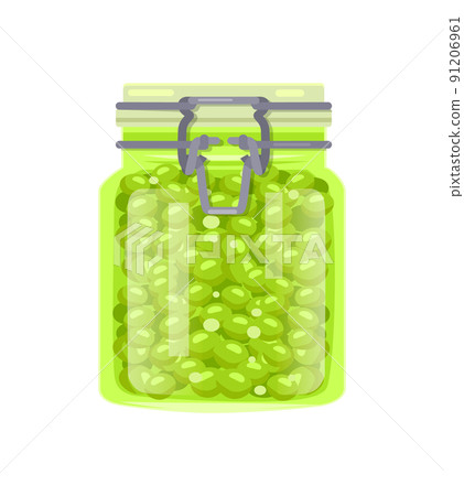 Canned Green Pea Legume in Glass Jar with Clip Cap 91206961