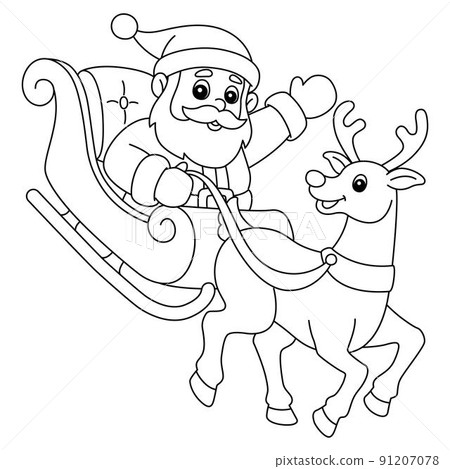 Christmas Santa Sleigh And Reindeer Isolated  91207078