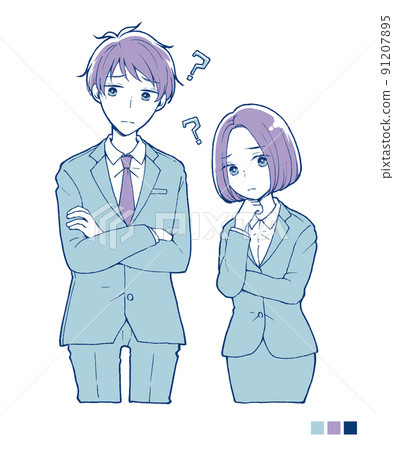 Men and women in suits wondering Men and women in suits wondering 91207895