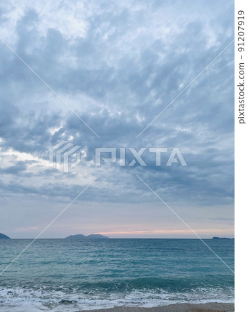 Scenic sunset over Ioninan sea in Vlore Albania . Scenic sunset over Ioninan sea in Vlore Albania . 91207919