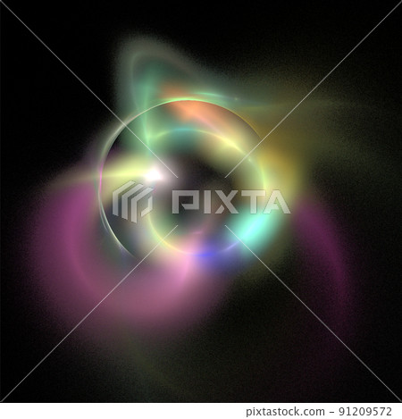 rounded smooth abstract iridescent multicolor isolated element on black background, design, graphic 91209572