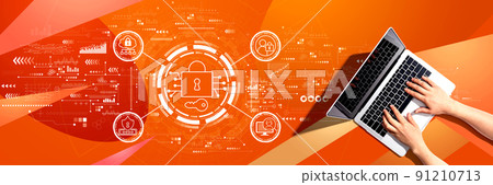 Data Security concept with person using a laptop Data Security concept with person using a laptop 91210713