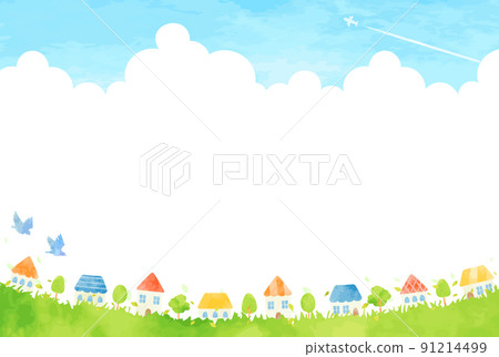 溫馨手繪城市景觀插畫 91214499