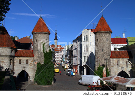 Estonian medieval world heritage Tallinn old town gates and walls 91218676