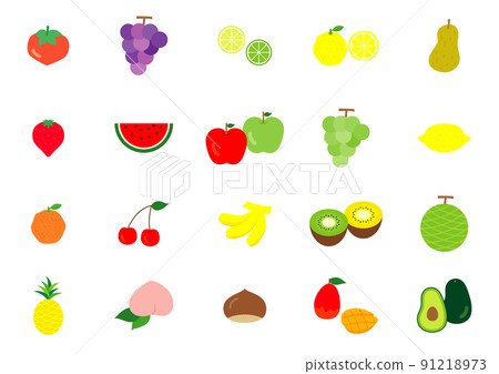 扁平而簡單的水果套裝 91218973