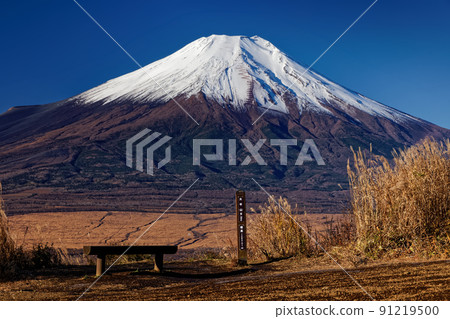 Mt. Fuji and Lake Yamanaka seen from Mt. Ohira in late autumn 91219500