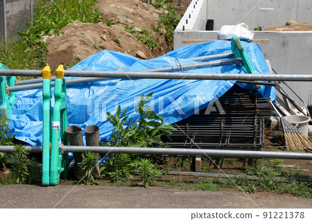Sheet, outdoor, blue sheet, rain shield, rain shield, protection, construction site 91221378