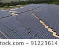 Solar panel aerial photography 91223614