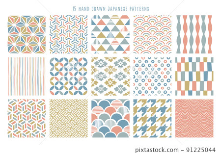 15 kinds of handwritten Japanese pattern seamless patterns 15 kinds of handwritten Japanese pattern seamless patterns 91225044