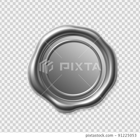 Seal wax 3d. Silver Wax candle stamp. Realistic vector render design elements. 91225053