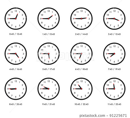 Simple clock set 45 minutes - Stock Illustration [91225671] - PIXTA