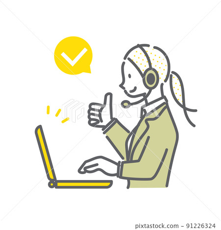 Female operator thumbs up Simple and stylish line drawing illustration Female operator thumbs up Simple and stylish line drawing illustration 91226324