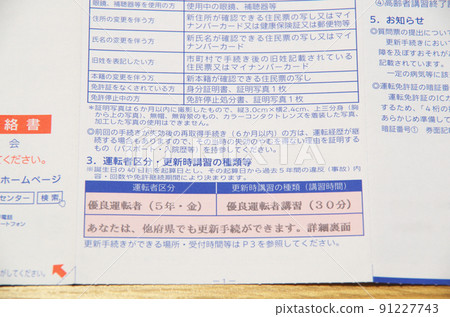 駕駛執照更新程序的指導通知的內容 駕駛執照更新程序的指導通知的內容 91227743