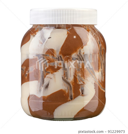 Front view of chocolate spread open jar. Mock up. Front view of chocolate spread open jar. Mock up. 91229973