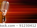 abstract blurred music background with retro microphone 91230412