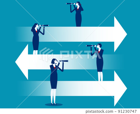 Business team explore different directions.... - Stock Illustration ...