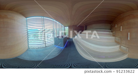Luxurious Sauna interier with a glass wall photo in 360 degrees 91233622
