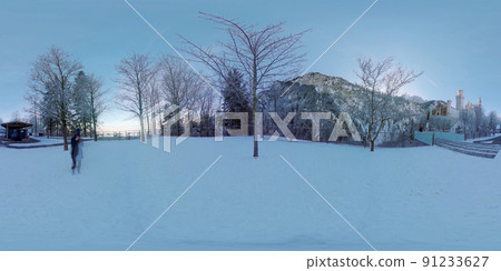 Neuschwachstein castle in Germany in 360 degrees photo 91233627