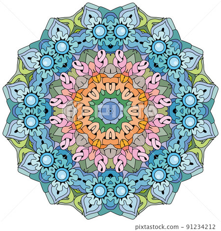 Colorful cute Mandala. Decorative unusual round ornaments. Colorful cute Mandala. Decorative unusual round ornaments. 91234212