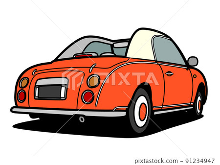 Domestic retro small coupe orange car illustration 91234947
