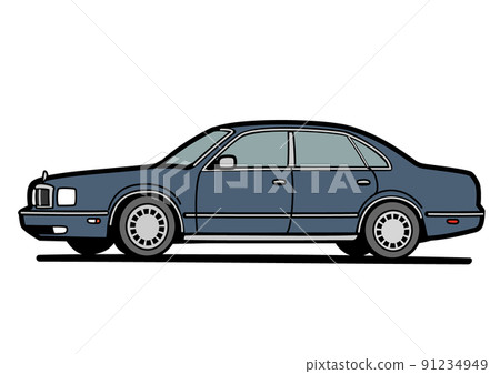 Nostalgic domestic big sedan gray color car illustration Nostalgic domestic big sedan gray color car illustration 91234949
