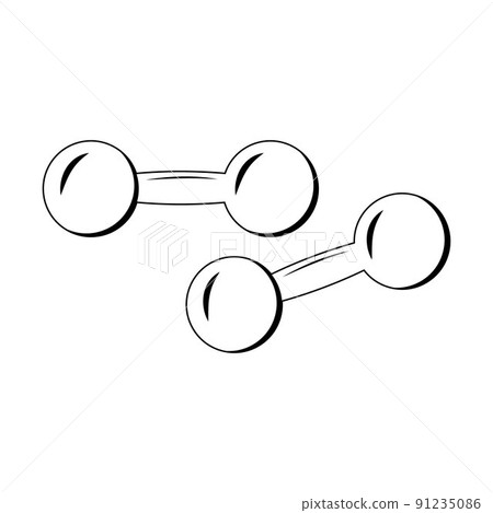 Two round dumbbells for fitness, black contour vector illustration icon design, print, decoration 91235086