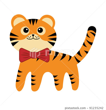 Cute character little tiger, color vector isolated cartoon-style illustration Cute character little tiger, color vector isolated cartoon-style illustration 91235242