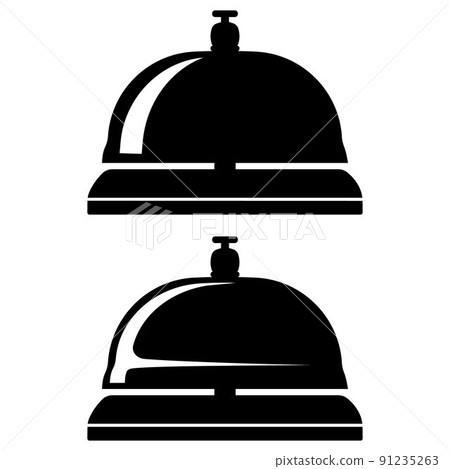 Hotel desk bell, service bell, bell icon at the reception. Flat vector illustration. 91235263