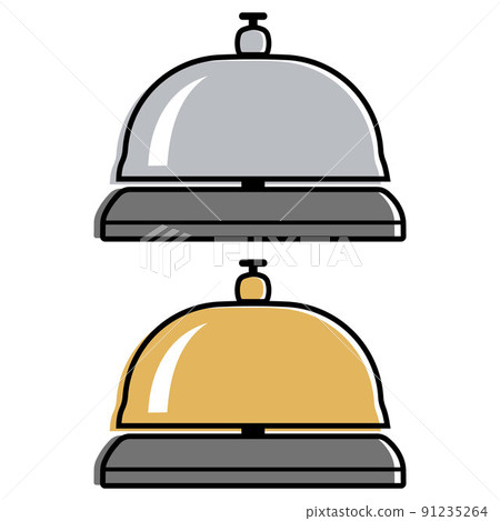 Hotel desk bell, service bell, bell icon at the reception. Flat vector illustration. Hotel desk bell, service bell, bell icon at the reception. Flat vector illustration. 91235264
